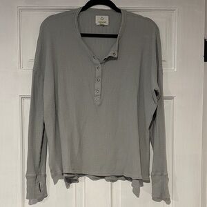 Aerie Blue/Gray Long Sleeve Henley Top